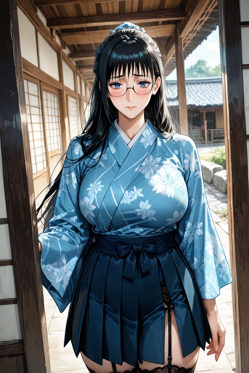 Kimono, Leanbody, Big Blue Eyes Hentai AI Porn