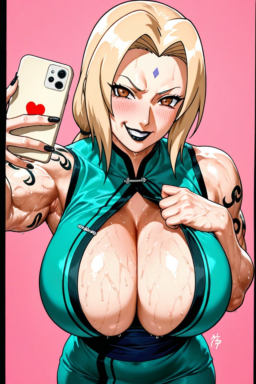 Curvy Body, Sweaty, Massive Biceps Hentai AI Porn