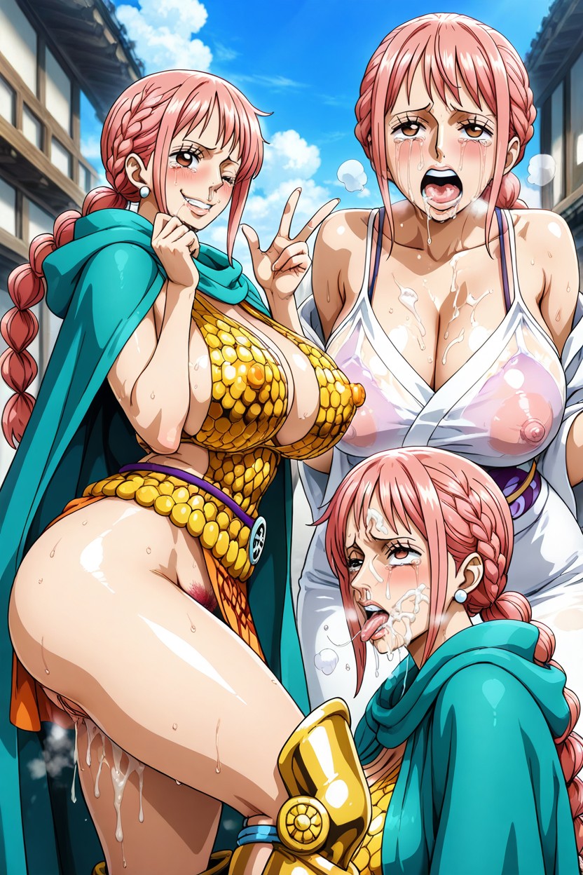 Streaming Saliva, Female Disheveled Clothing, Cleavage Hentai AI Porn
