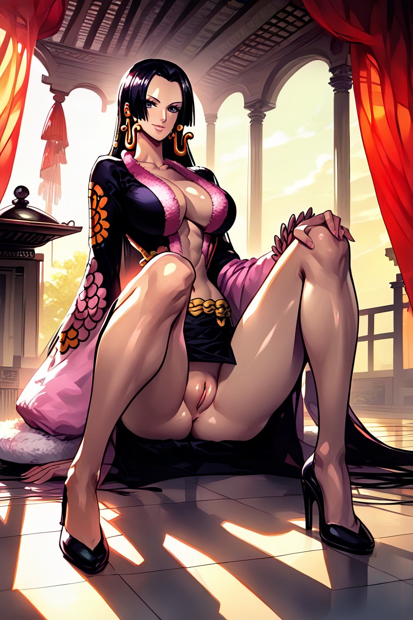 Black Clothes, In The Living Room, Her Female Genitalia Are Visible Hentai AI Porn