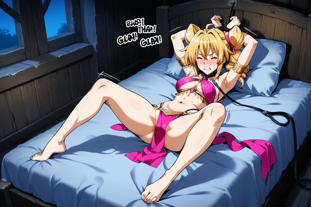Pussy Focus, Female Blond Hair, Goblin Grab Female's Legs Hentai AI Porn