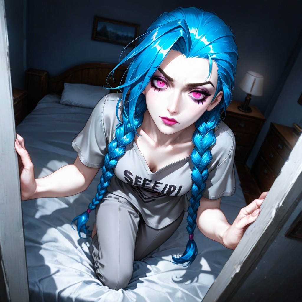 Jinx League Of Legends Hair Style, Jinx League Of Legends, White Pale Skin Hentai IA