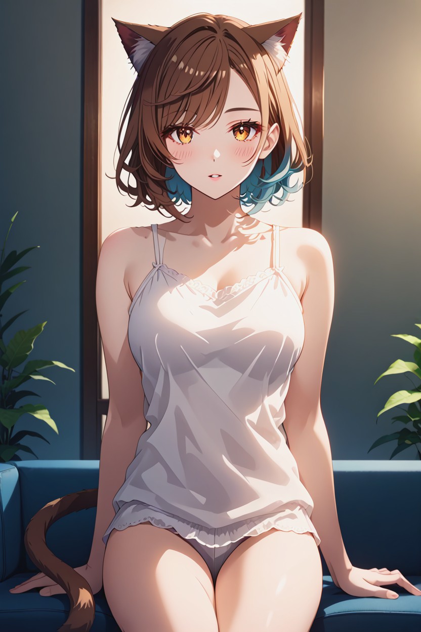 Fitted Top, Soft Blush, Detailed Irises Hentai AI Porn