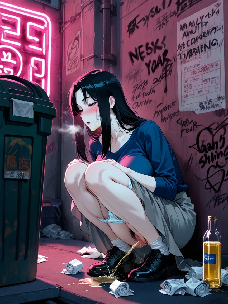 Drool, Panties Pull Down Knees, Embarrassing Hentai IA