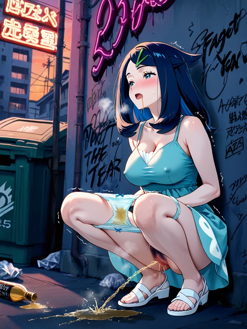Light Outlines Body Shapes, Steam Is Coming Out Of The Pussy, Half Closed Eyes Hentai AI Porn