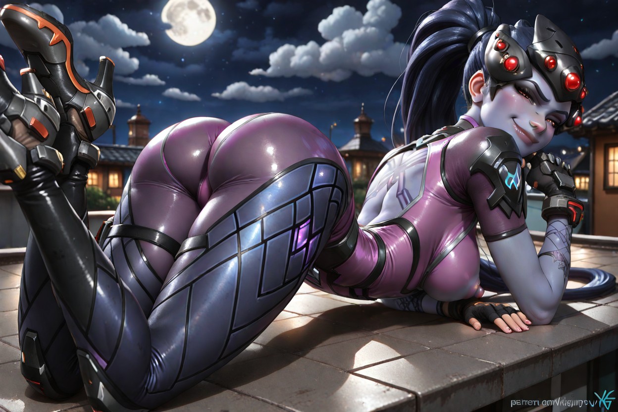 Presenting Ass, Rooftop, Laying On Her Stomach On Rooftop Hentai AI Porn