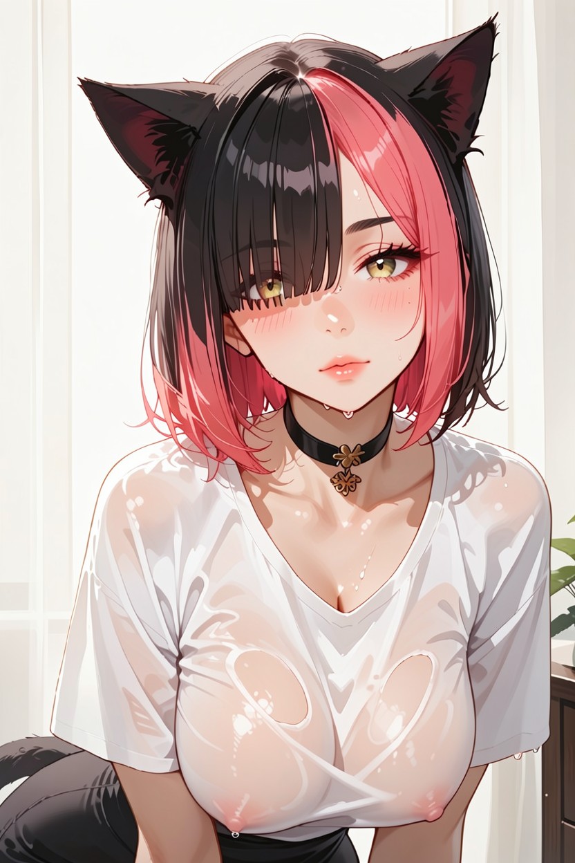 Woman Standing, Soft Round Face, Massive Breast Hentai IA