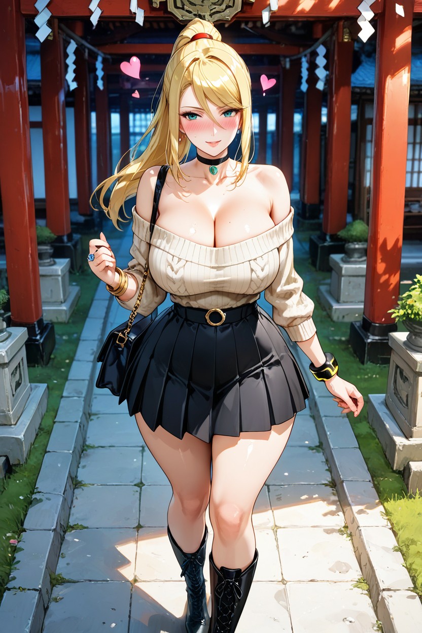 Date, Very Horny, Gray Off-the-shoulder Sweater With Boa Hentai AI Porn