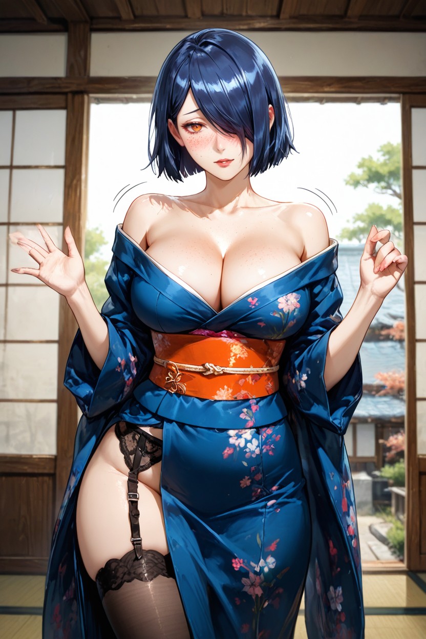 Touka Kirishima From Tokyo Ghoul, Hairlessness, Soft Round Face Hentai AI Porn