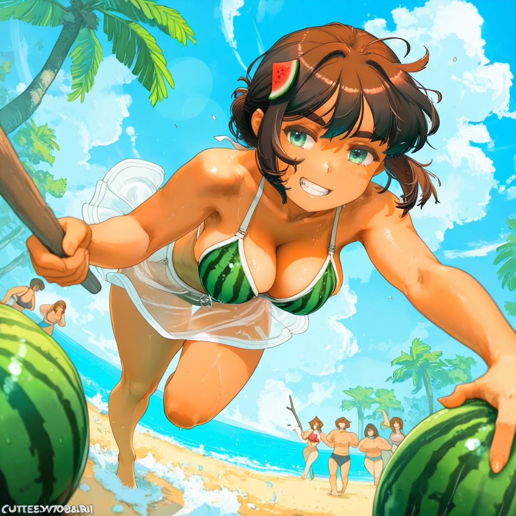 See-through, Trees, Holding Wooden Stick Hentai AI Porn
