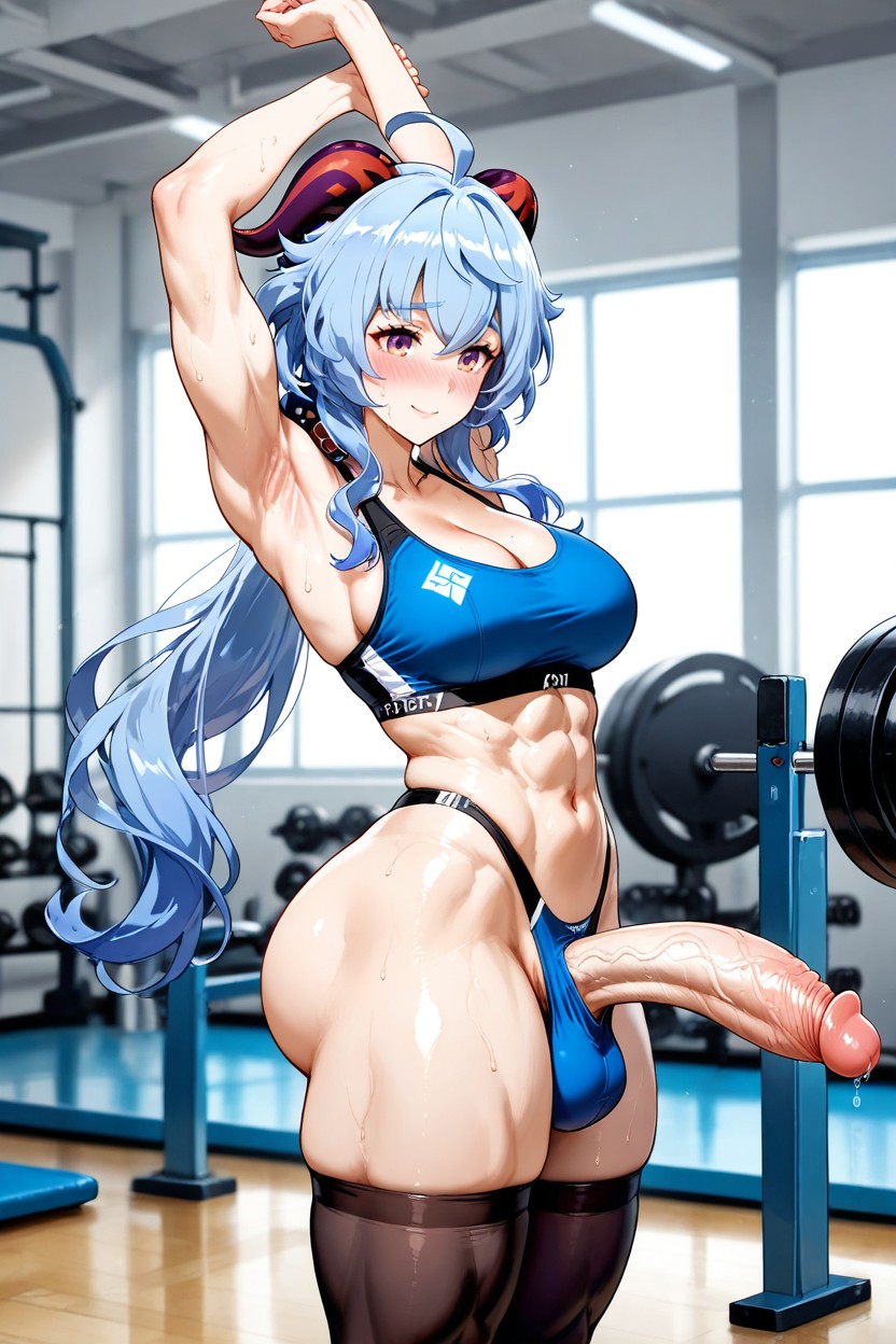 Shy, Synthetic Sport Thong, Thick Thighs Hentai AI Porn