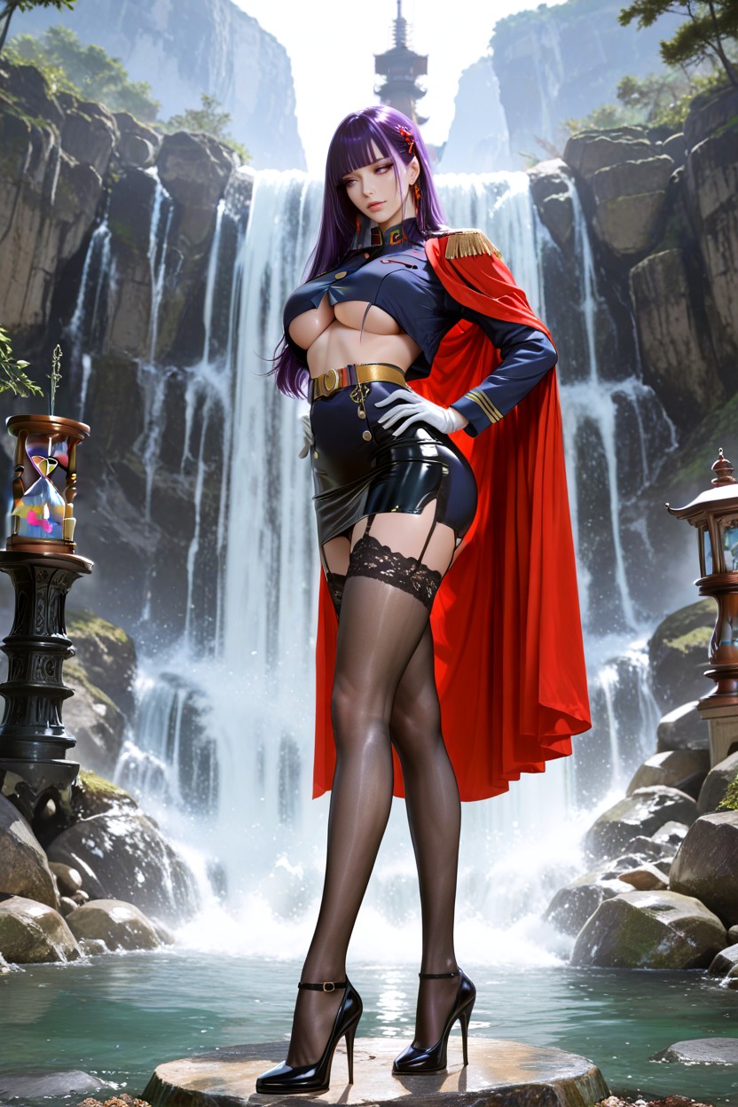 Legs, Full Body, Red Ribbon Ornament On Right Side Hentai AI Porn