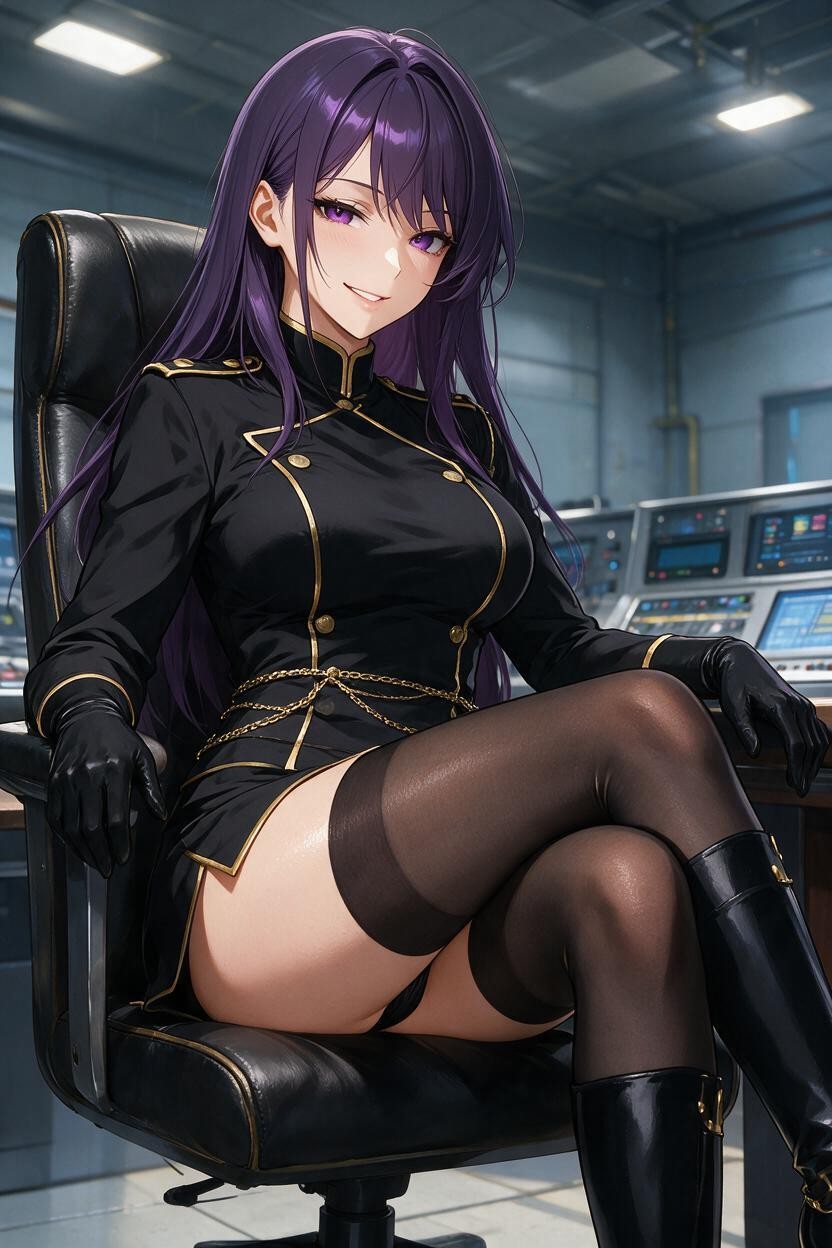 Black Hair, Crossed Legs, Dynamic Angle Hentai AI Porn