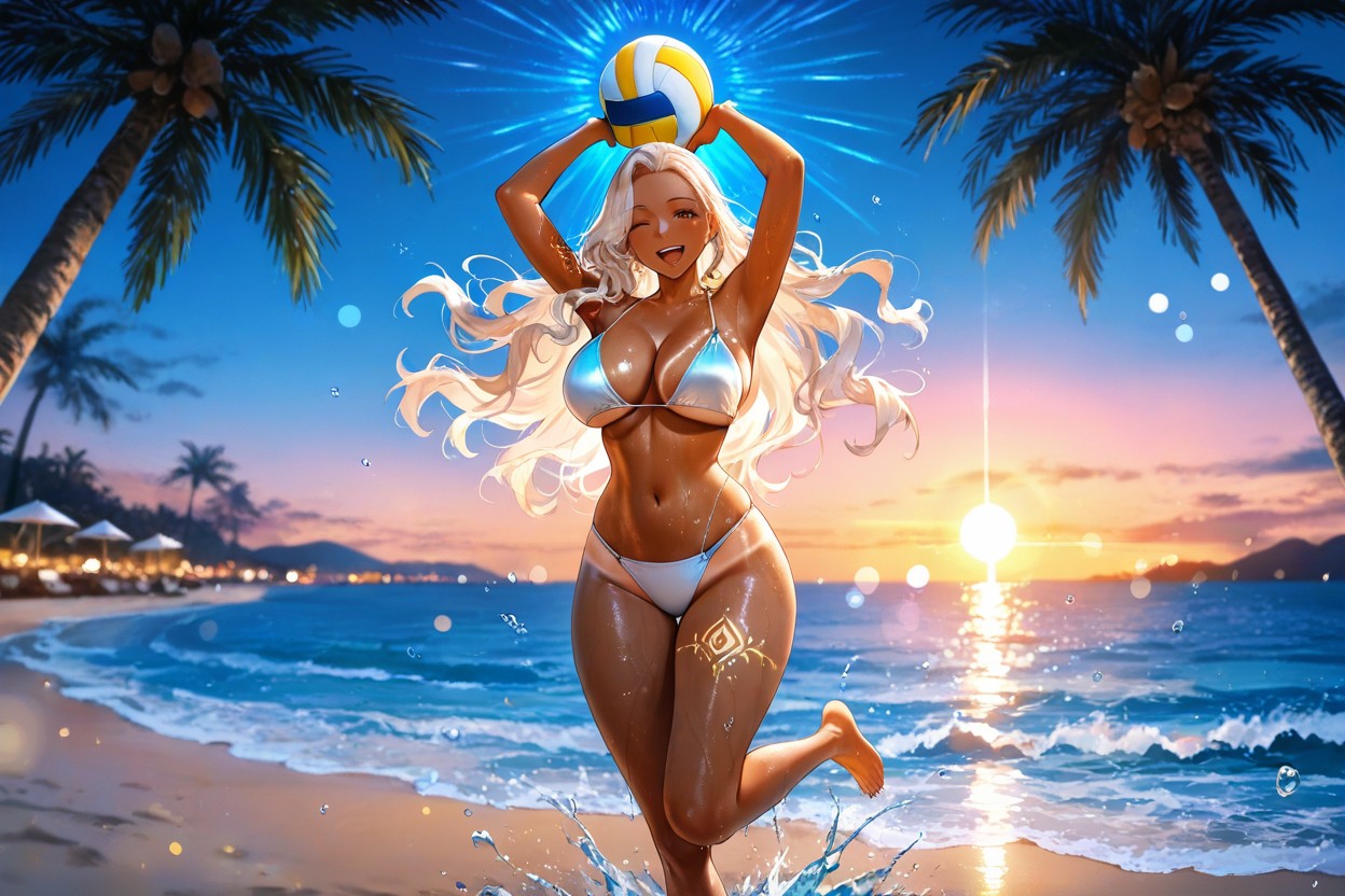 Glitter On Water, Happy Expression, Light Scattering On Water Hentai IA