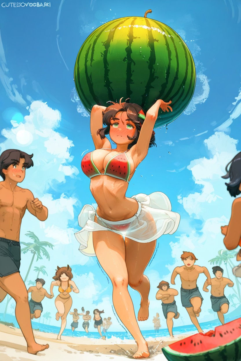 Sweaty, Rounded Breast, Full Body View Hentai AI Porn