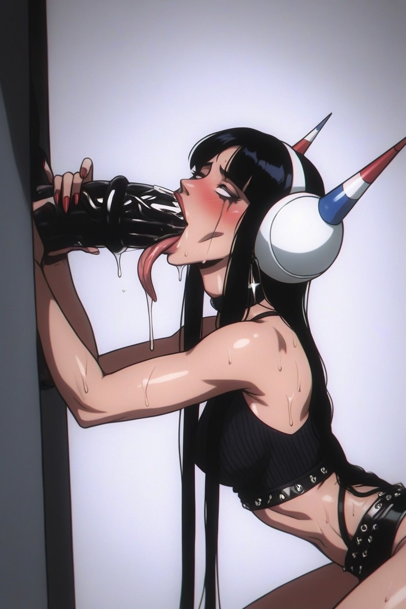 Long Tongue Sticking Out, Begging And Wanting, Mouth Wide Open Showing Her Teeth Hentai IA