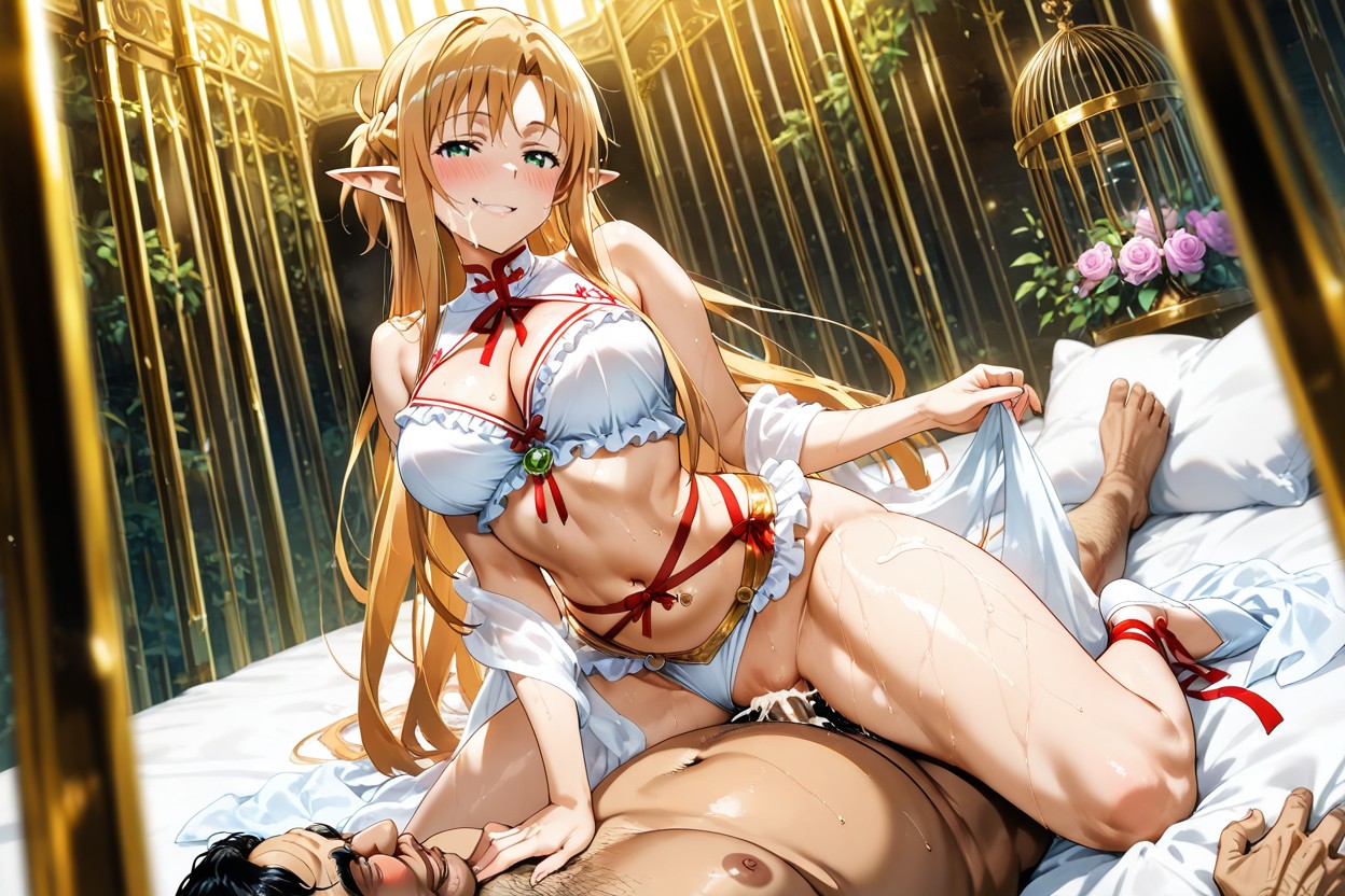 Exposed Thighs, Giant Big Large Veiny Dick, Finger On Mouthelf Man Hentai AI Porn