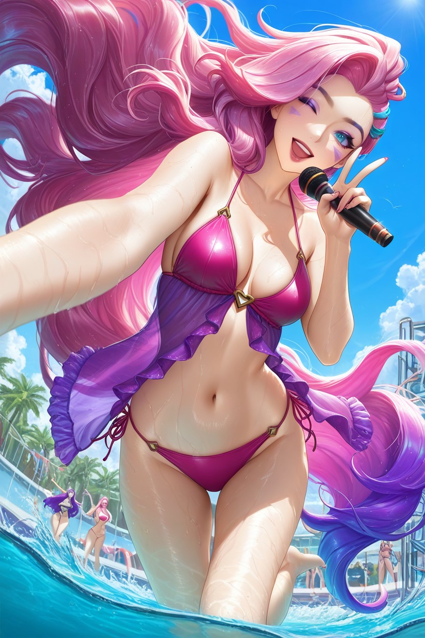Side Bangs, Winking, Babydoll Bikini Hentai AI Porn