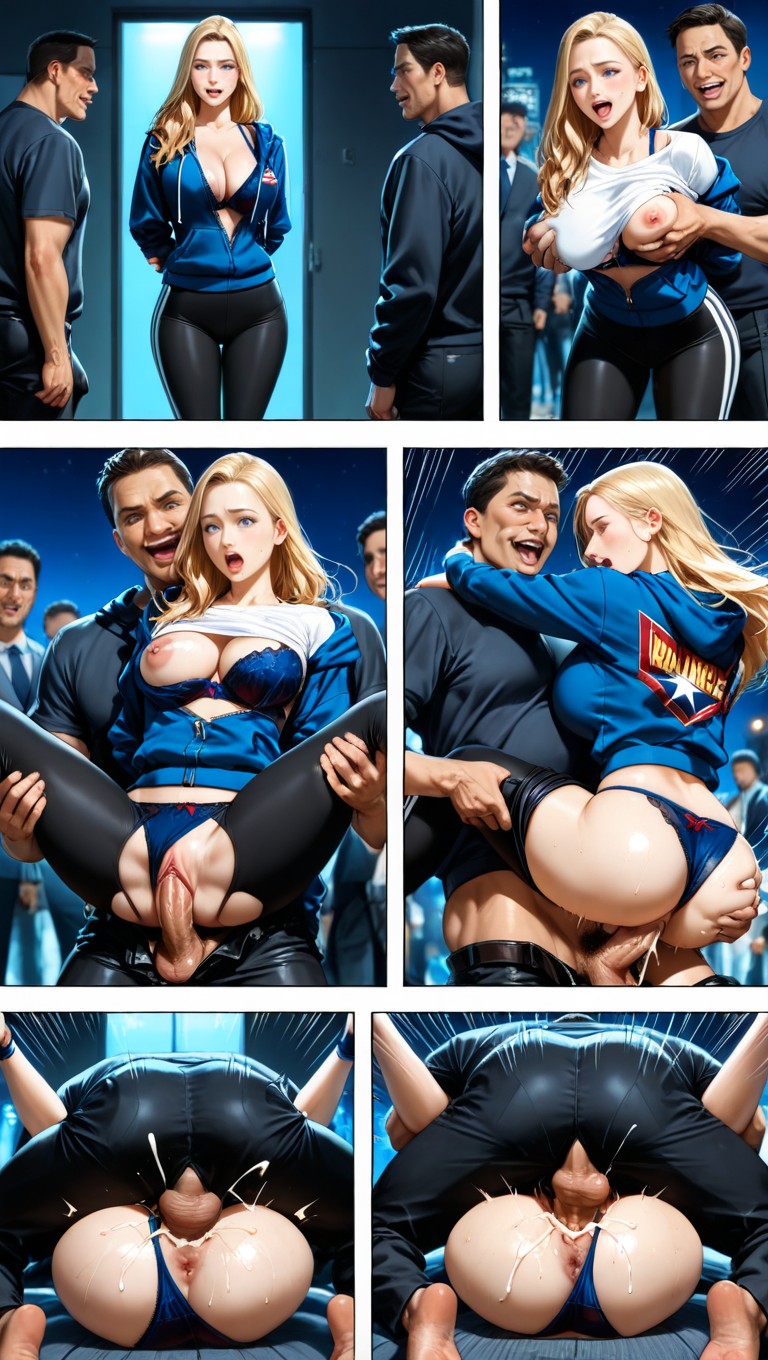 Comic Panel, Male And Female Bodies Glued Together, Grabbed From Behind Hentai AI Porn