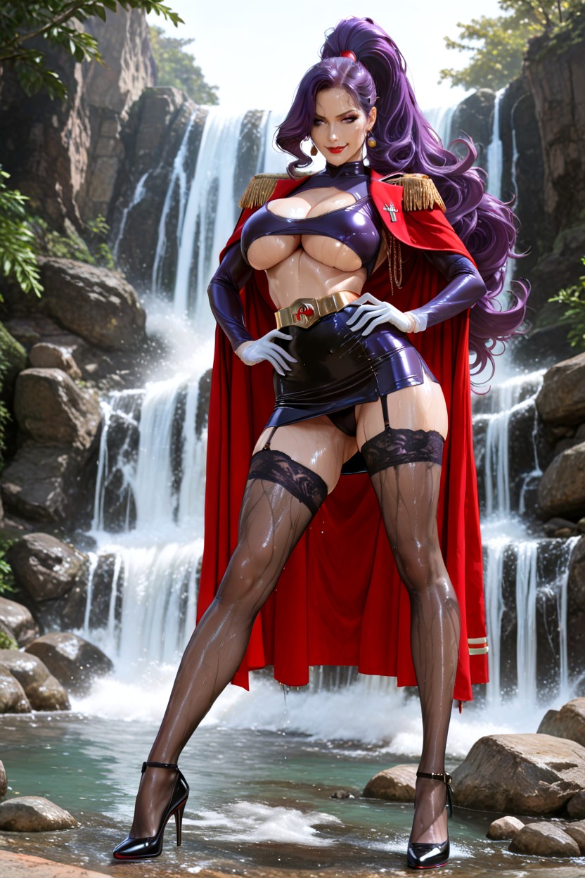 Earrings, Rounded Breasts, Navy Military Uniform Hentai AI Porn
