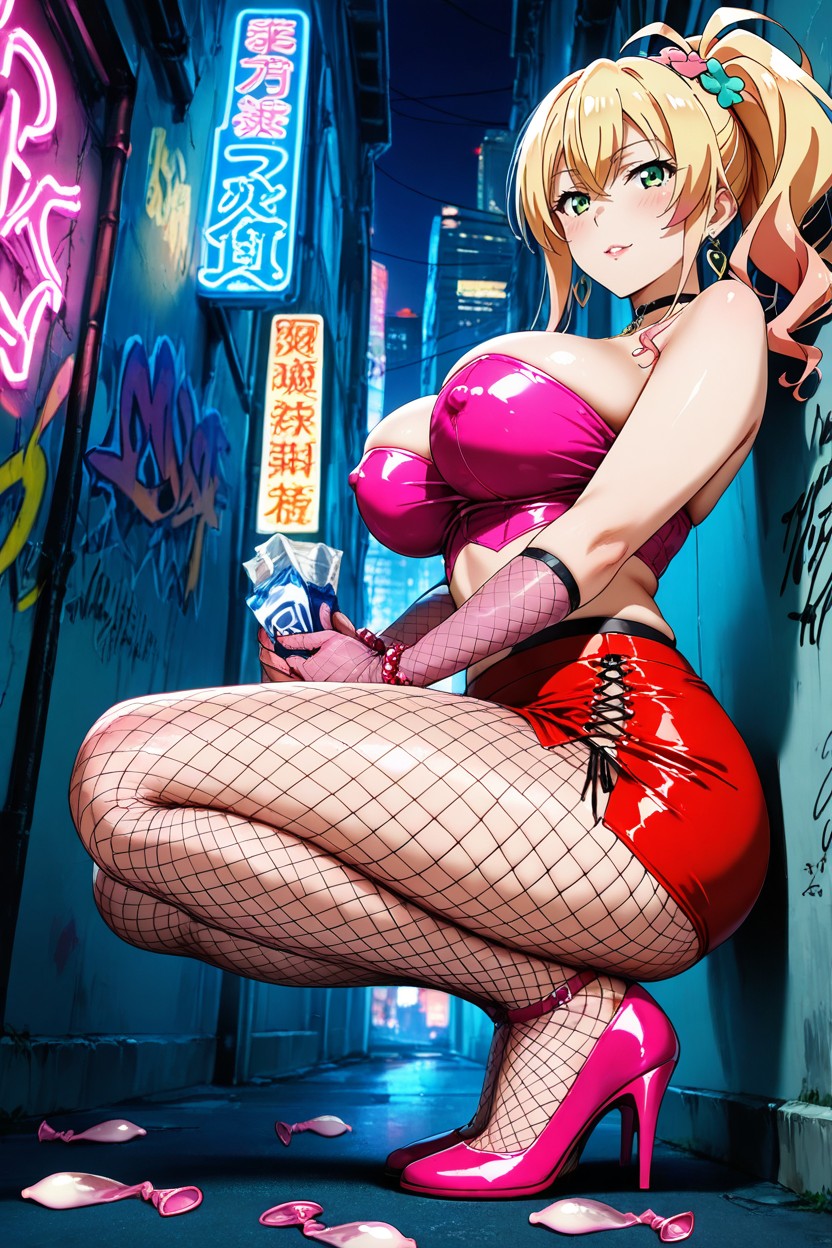 Hirny Look, Pink Strapless Top, Graffiti Hentai AI Porn