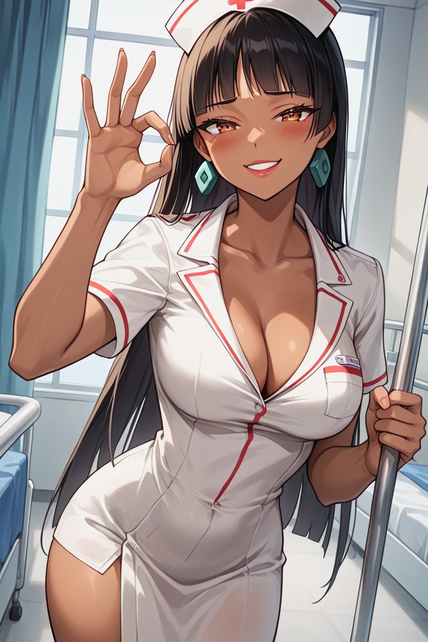 Hospital, Asymmetrical Face, Front View Hentai AI Porn