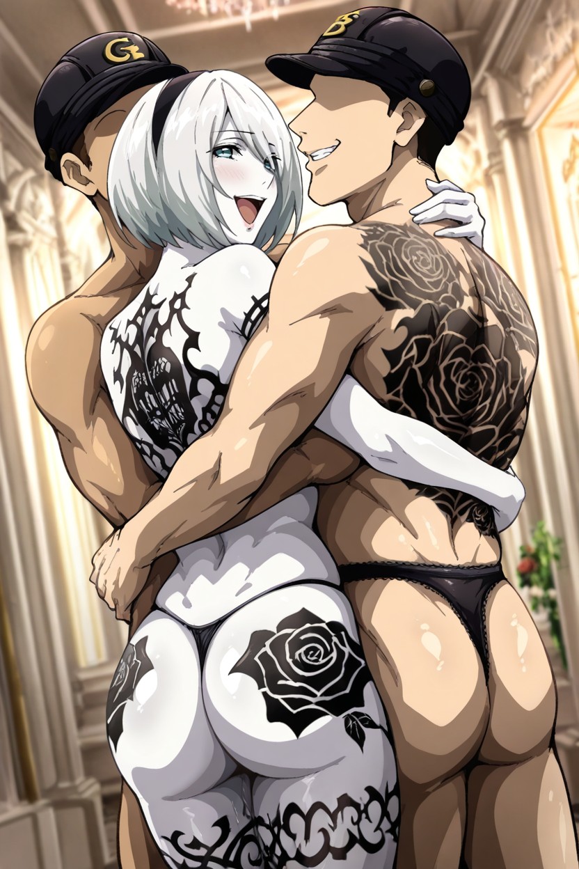 Iwao Drawing Style, Duo, Black Tattoo Hentai AI Porn