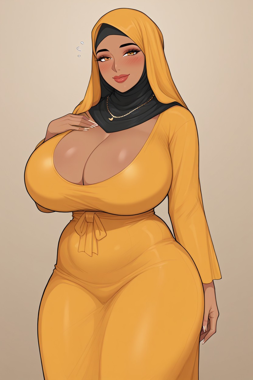 Horny, Amber Eyes, Hourglass Figure Hentai AI Porn