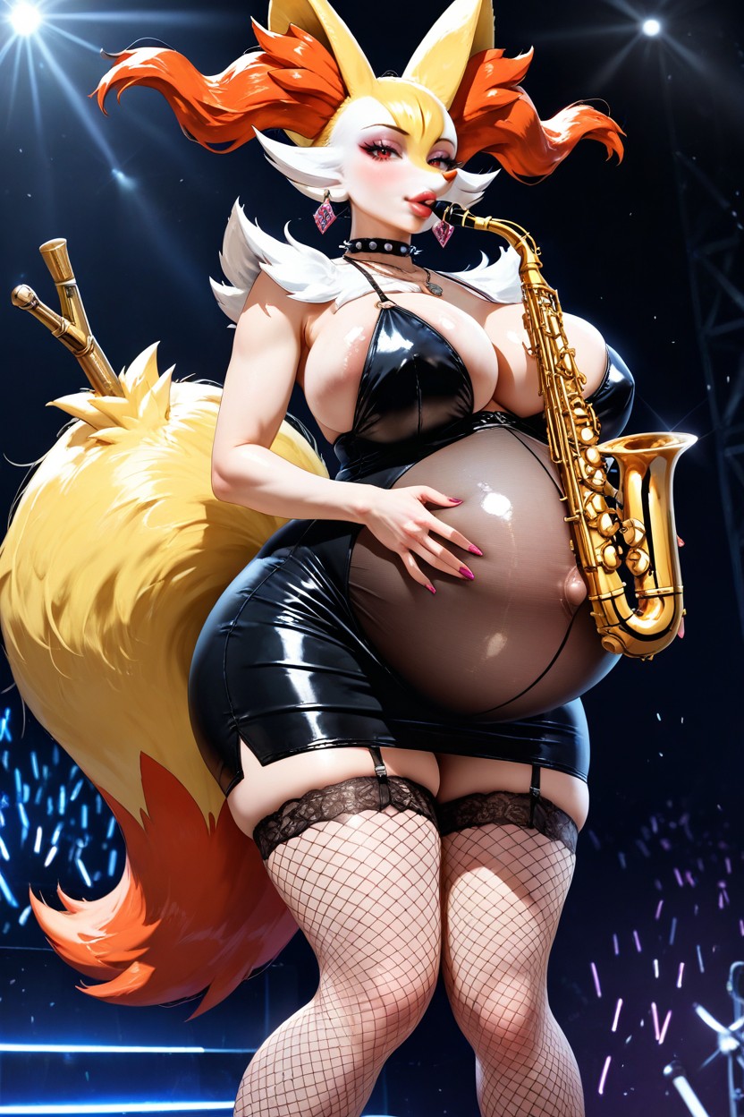 Huge Perfect Round Tits, Belly Covered With Clothes, Looks At The Viewer Hentai AI Porn