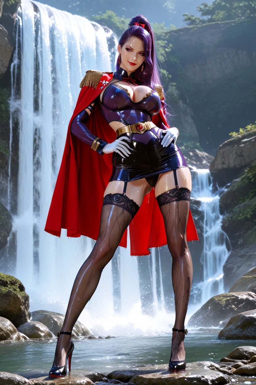 Rounded Ass, Waterfall, Busty Bubbly Cleavage Hentai AI Porn