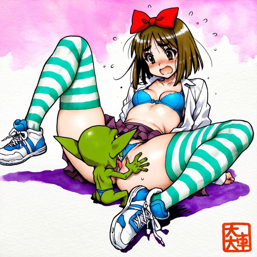 Embarrassed , Skinny, Watercolor Hair Texture Hentai AI Porn