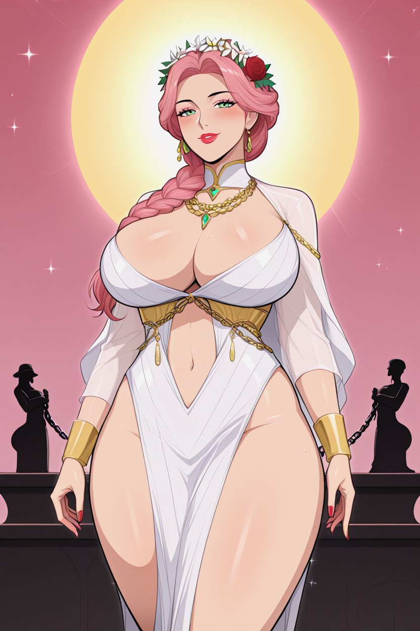 Sparkles🎨styleanime Pin-up, Vivid Palette Of Contemporary Anime Her Physique Is Built On Extreme Hourglass Curves—characterized By A Voluminous Bust And Wide, Stepmommy Hentai AI Porn