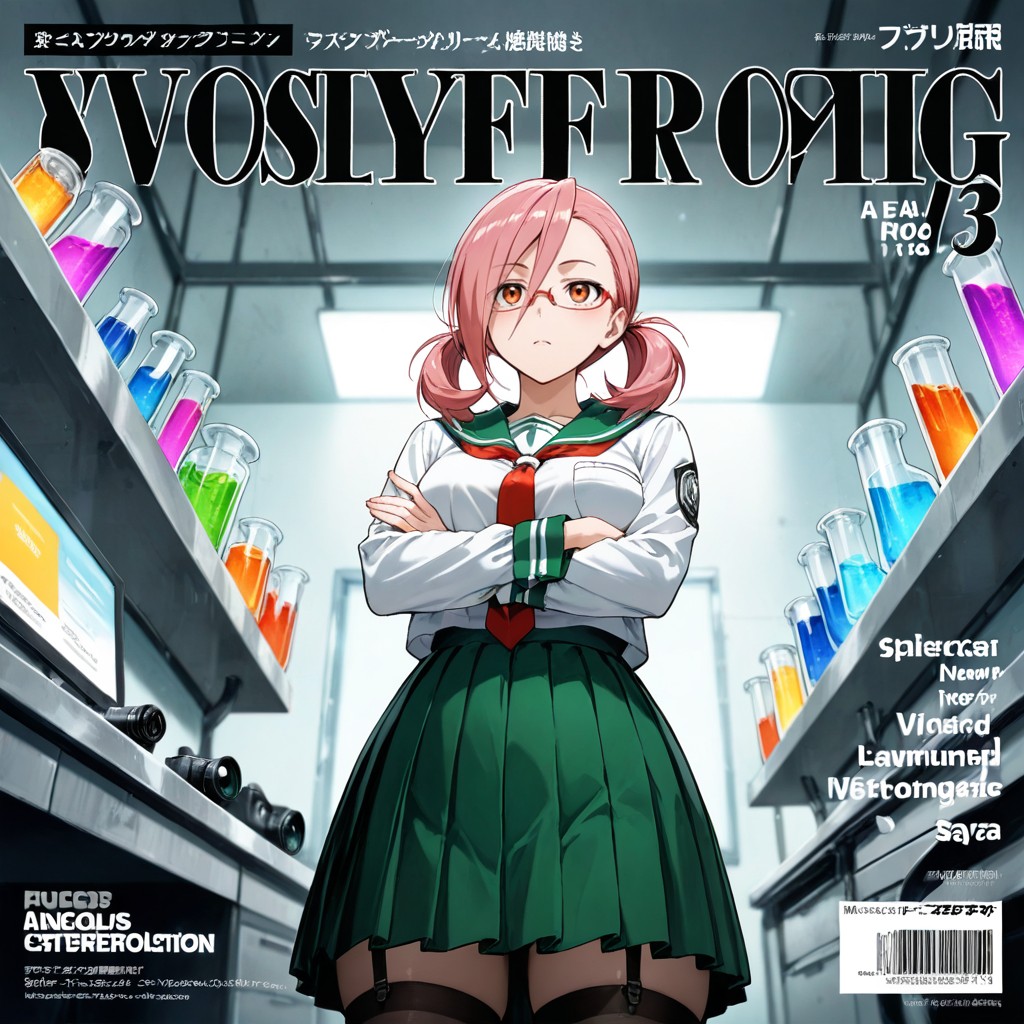 Bust Shot, Medium Close-up Magazine Cover Portrait, Laboratory Workbench Hentai AI Porn