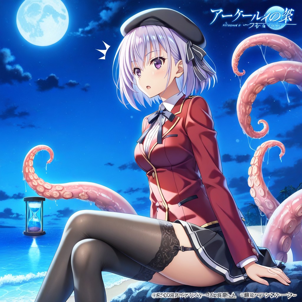 Official Art, Black Garter Belt, She Sit Up Hentai AI Porn