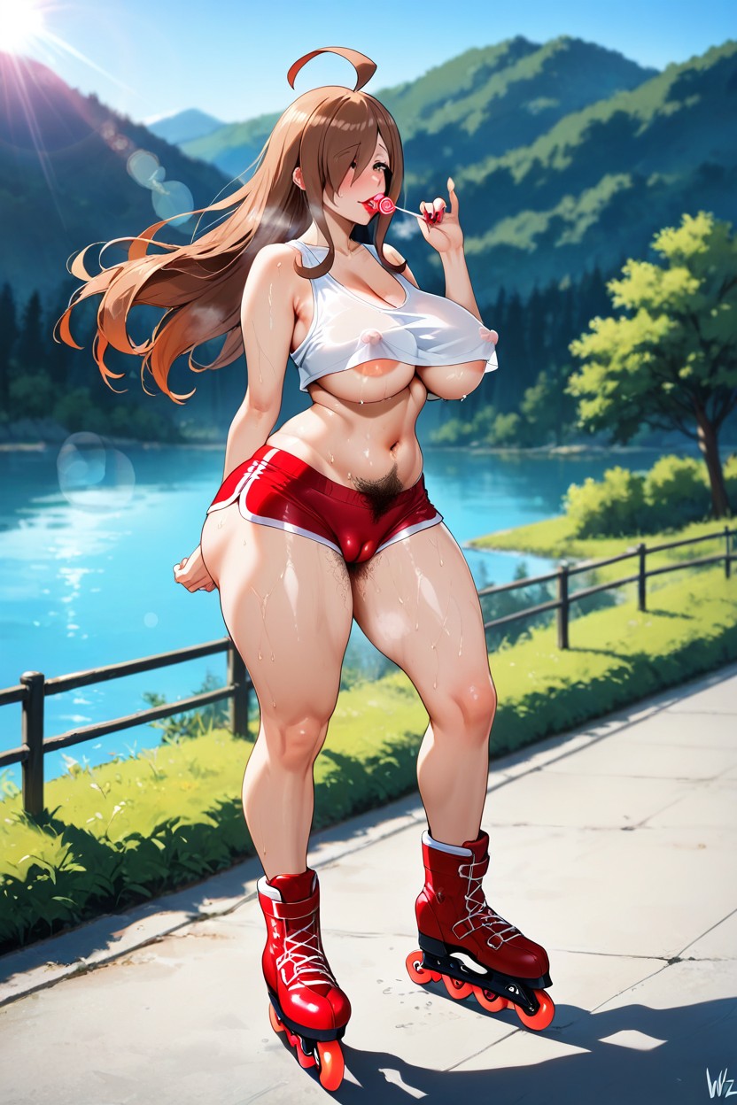 Looking At Viewer, Lake, Hard Lighting Hentai AI Porn