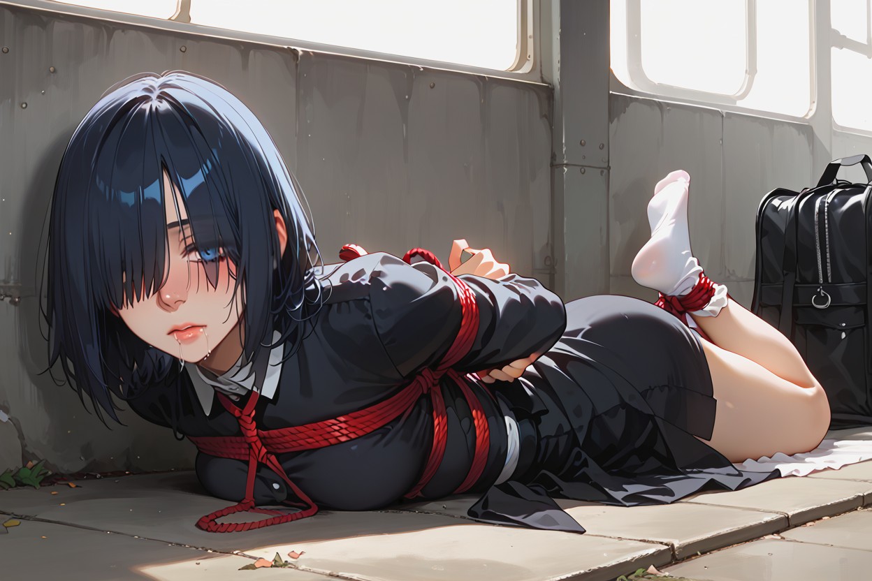Right Eye Covered By Hair, Pretty Face, Full Body Hentai AI Porn