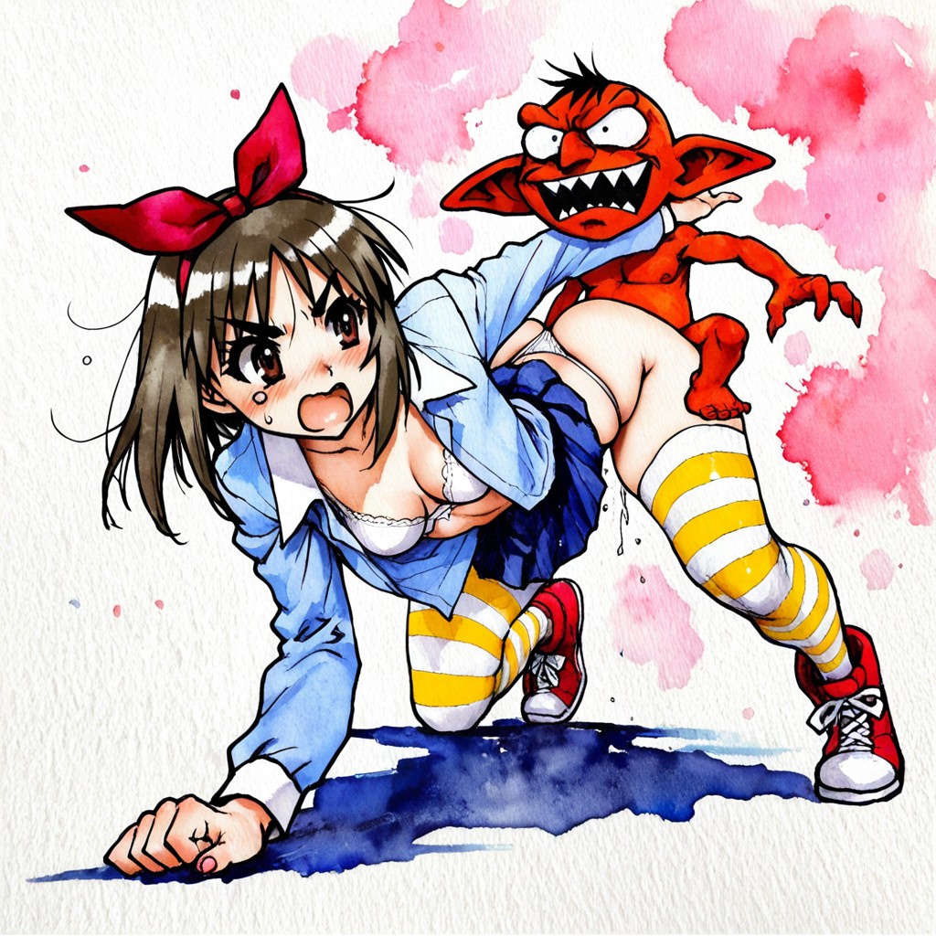 Bra, Brown Hair, Small Breasts Hentai AI Porn