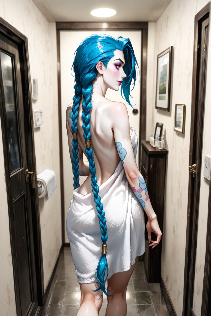 Small Ass, White Pale Skin, Blue Hair Hentai AI Porn