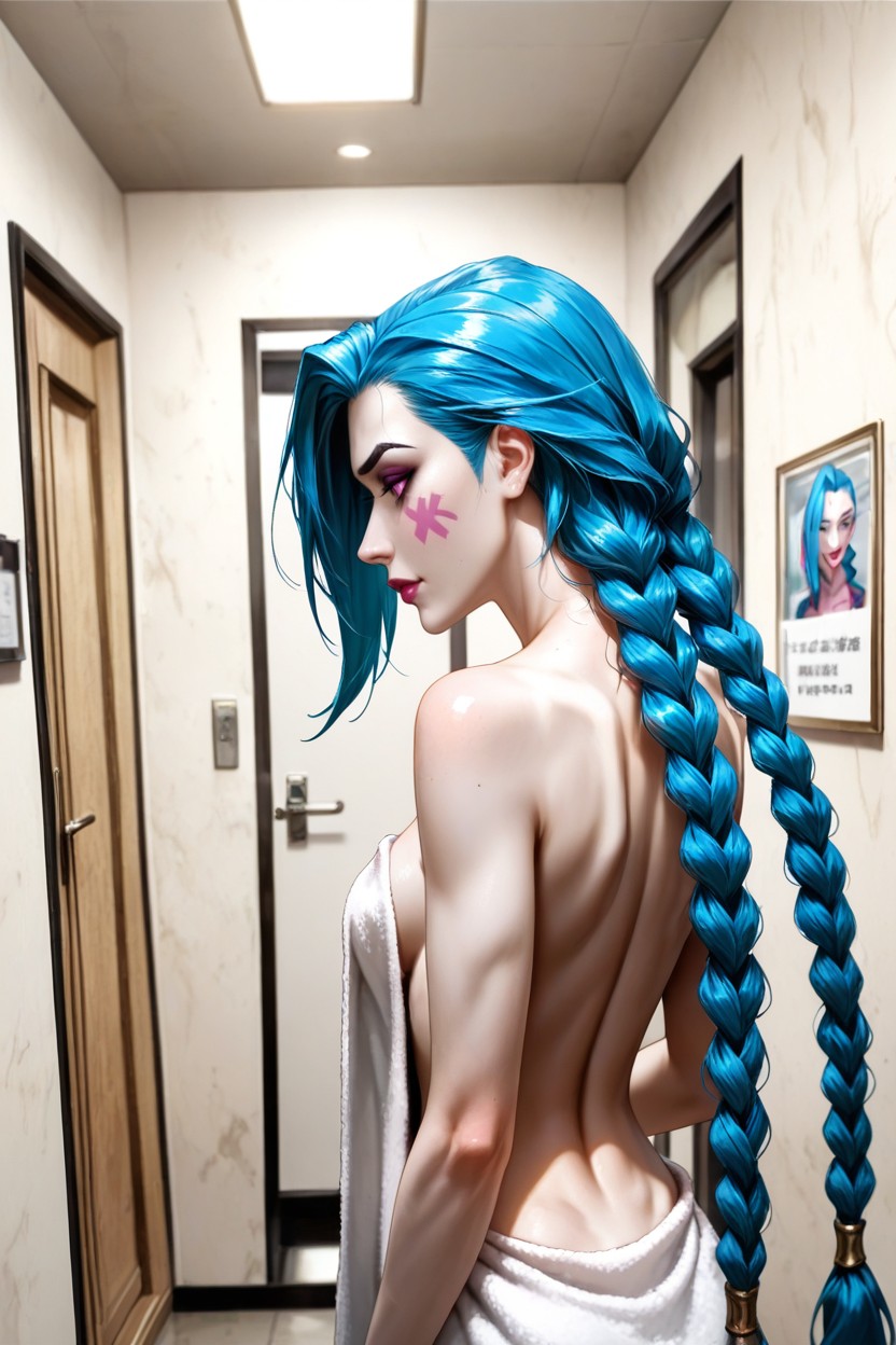 Jinx League Of Legends, Absolutely Naked, Waist Shot Hentai AI Porn