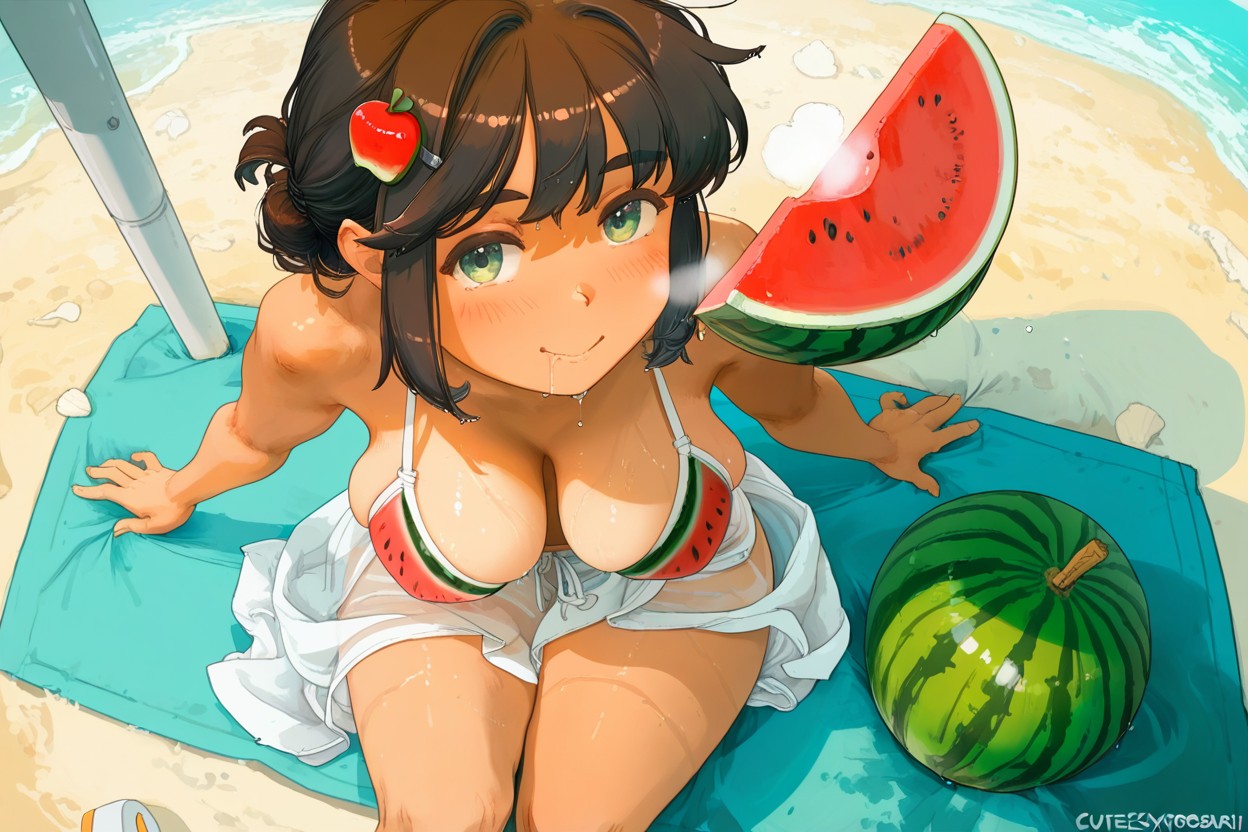 Brown Hair, Tan Brown Skin, Glistening Hentai AI Porn