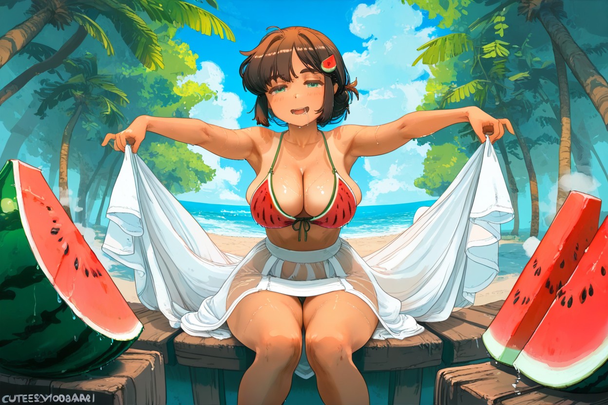 Akai Sashimi Style, Messy Wild Hair, Tan Brown Skin Hentai AI Porn