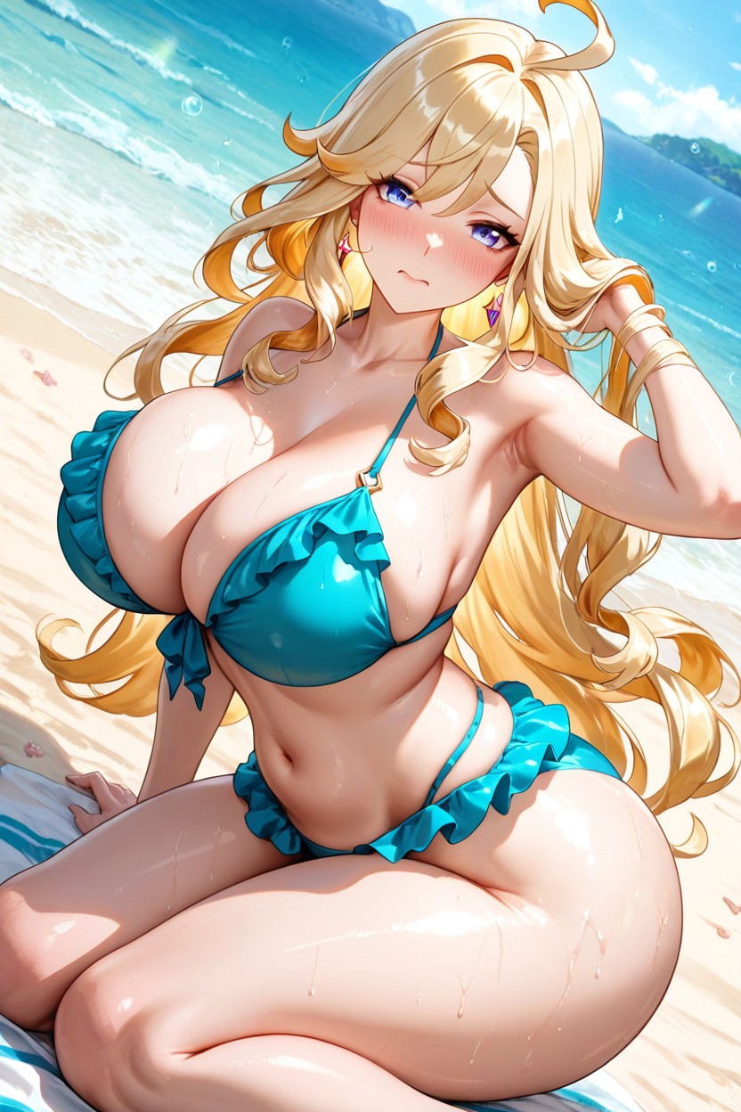 Showing The Navel, Massive Breasts, Wide Hips Hentai AI Porn