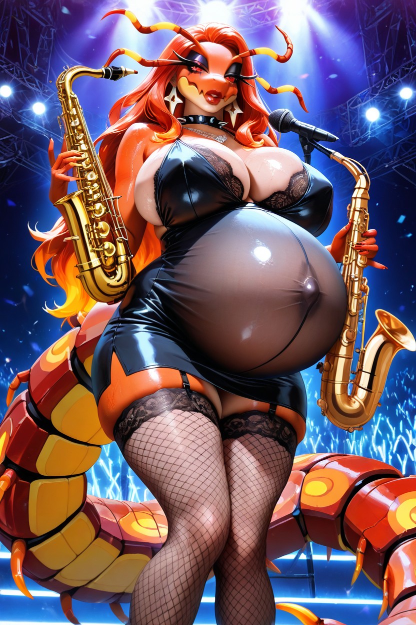 Highly Detailed, Huge Fake Bimbo Tits, Model Standing Hentai AI Porn