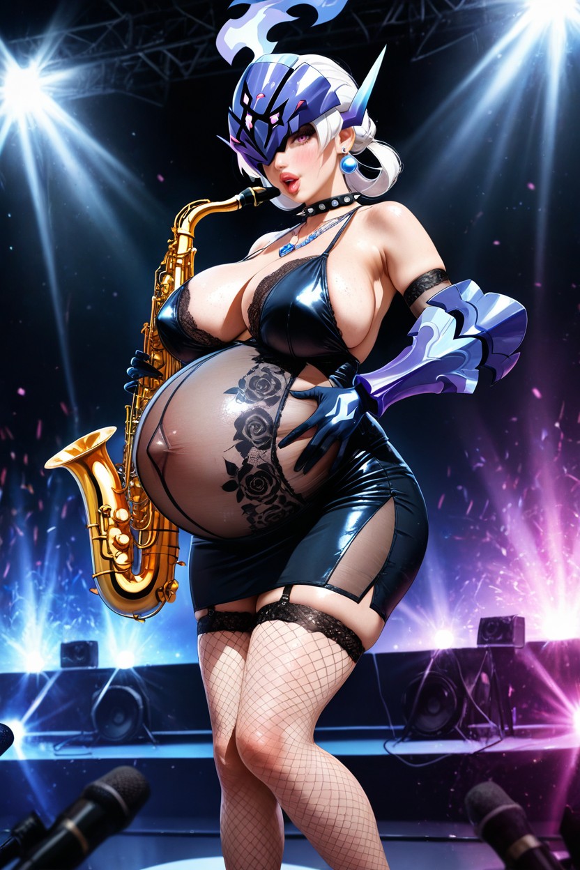 On Stage, Huge Perfect Round Tits, See-through Clothes Hentai AI Porn