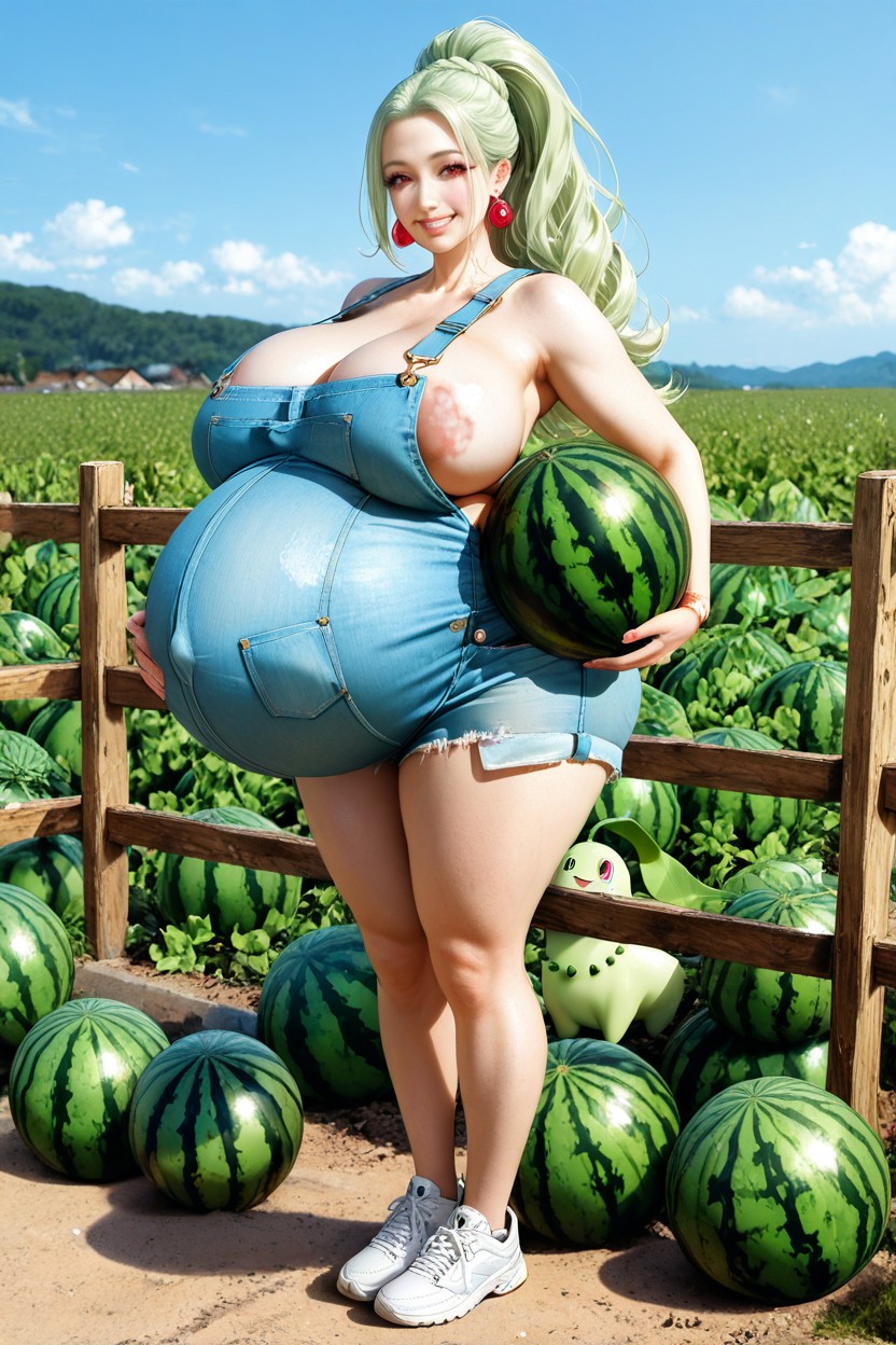 Standing, Smile, Denim Overalls Hentai AI Porn