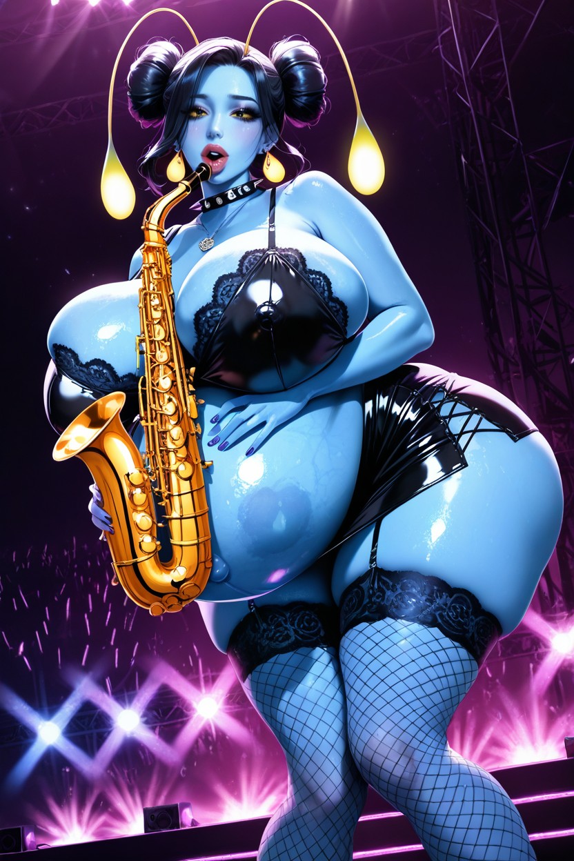 Medium Ass, Lace Minidress, Playing The Saxophone Hentai AI Porn