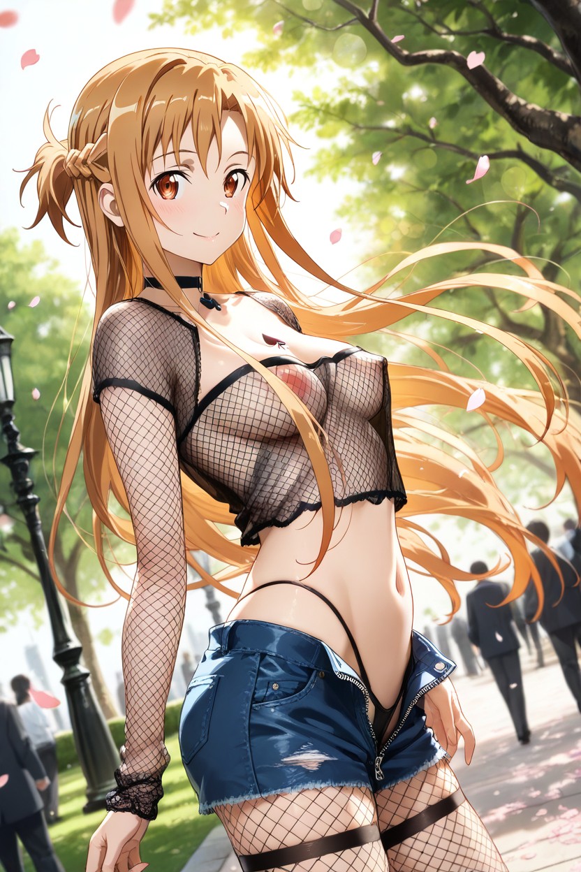 Fishnet Stockings, Windy, Small Breasts Hentai AI Porn
