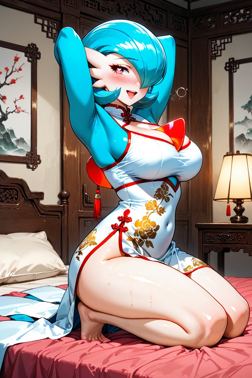 Seductive, Ultra-high Side Slits, Looking Back Hentai AI Porn