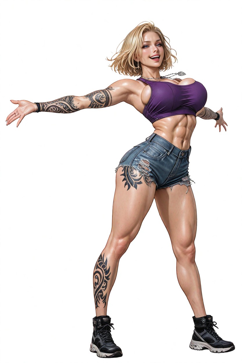 Arms Swinging Naturally, Spontaneous Happy Body Language, Blonde Hentai AI Porn