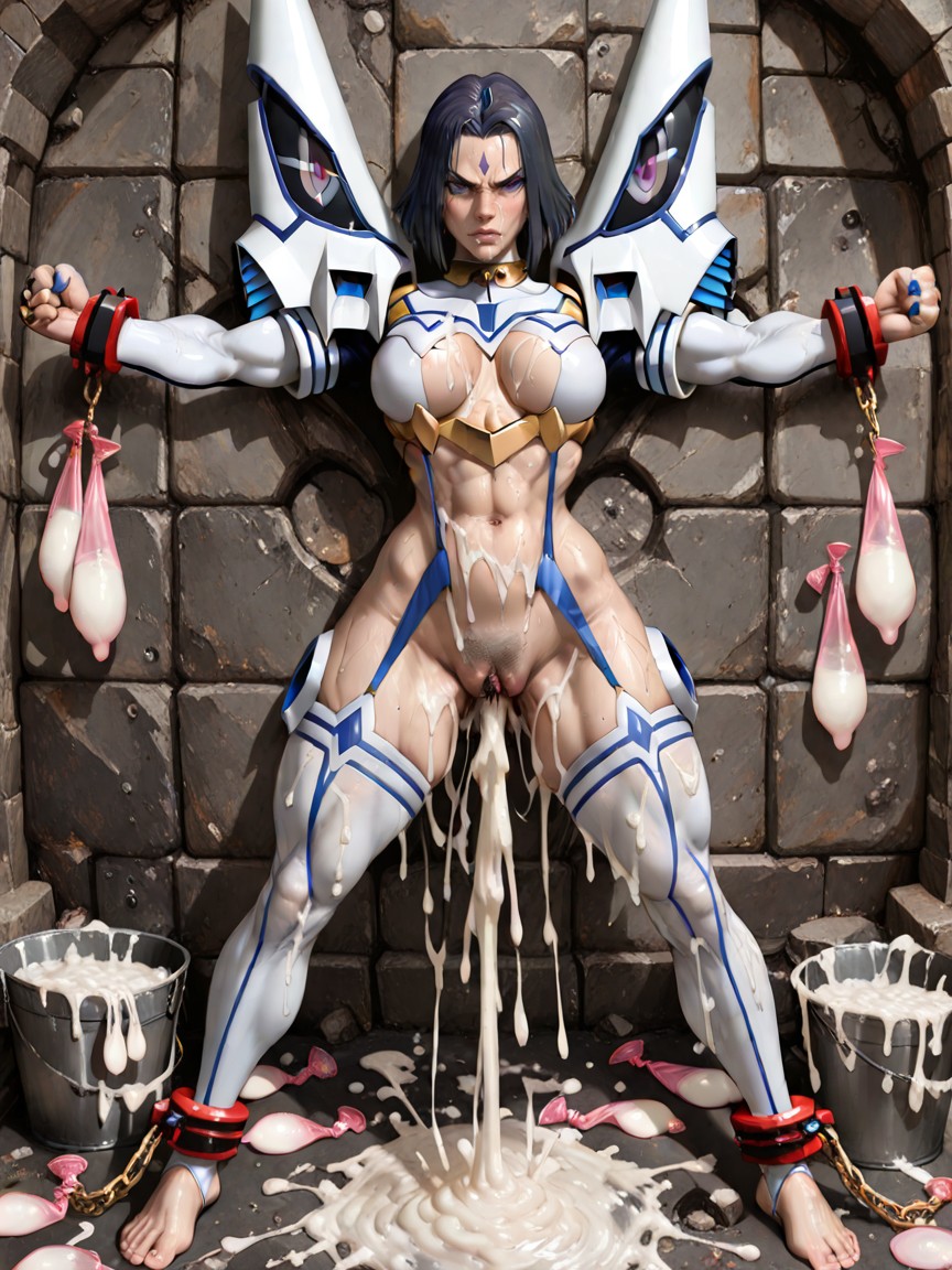 Bucket Full Of Cum On Ground, After Cumshots, Huge Big Muscular Thights Hentai AI Porn